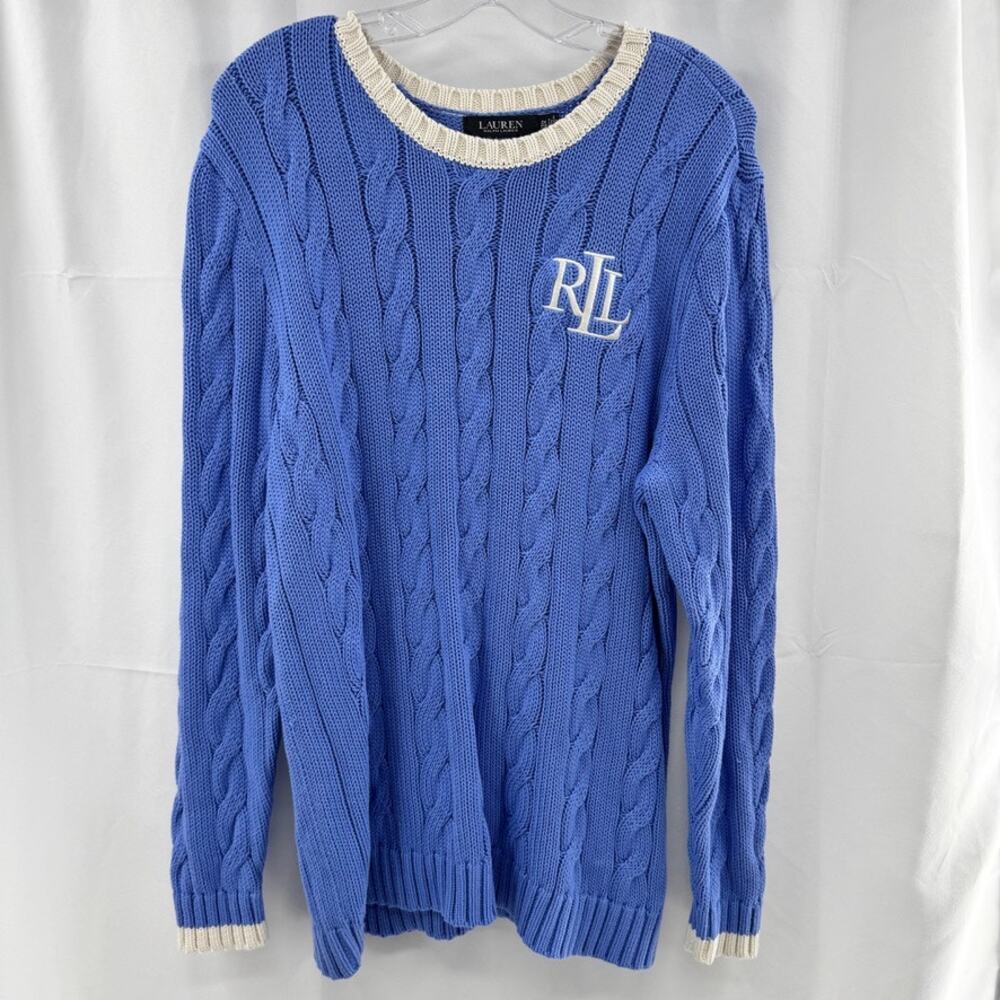 Lauren Ralph Lauren Cable Knit Crewneck Sweater Plus Sz 2X